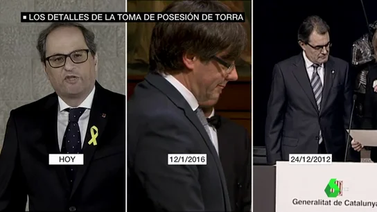 Imagen comparativa de las tomas de posesión de Torra, Puigdemont y Mas Imagen comparativa de las tomas de posesión de Torra, Puigdemont y Mas