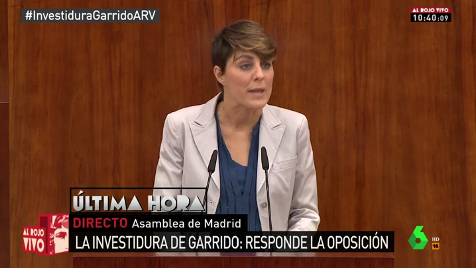 Lorena Ruiz-Huerta en la Asamblea de Madrid
