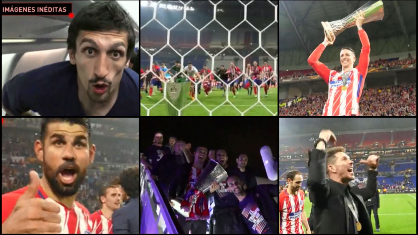 Los jugadores del Atl&eacute;tico celebran el t&iacute;tulo conseguido