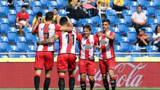 El Girona celebra un gol