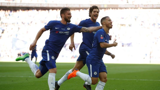 Hazard celebra su gol de penalti contra el United Hazard celebra su gol de penalti contra el United
