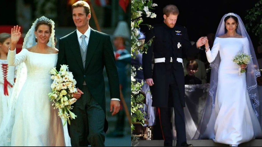 La increíble similitud entre el vestido de novia de Meghan Markle y el de la infanta Cristina