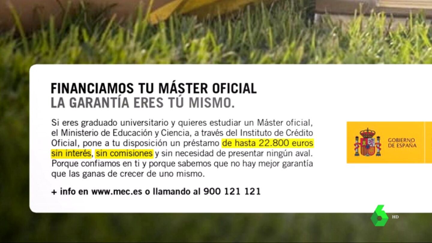 Anuncio de pr&eacute;stamos para estudiar un m&aacute;ster