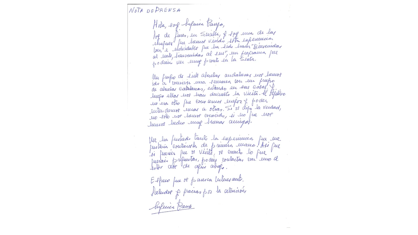 Carta de Eugenia Parejo Carta de Eugenia Parejo