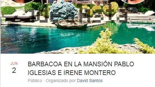 Imagen de la barbacoa convocada en la casa de Irene Montero y Pablo Iglesias Imagen de la barbacoa convocada en la casa de Irene Montero y Pablo Iglesias