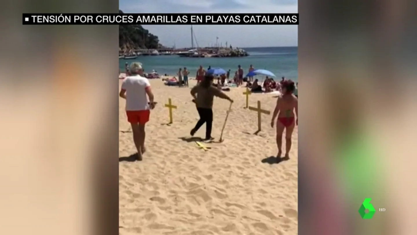 "No son presos políticos": aumenta la tensión por las cruces amarillas que inundan las playas en Cataluña "No son presos políticos": aumenta la tensión por las cruces amarillas que inundan las playas en Cataluña