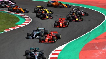 Los monoplazas, tras la salida del GP de España