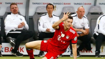 Lewandowski, durante un partido con el Bayern