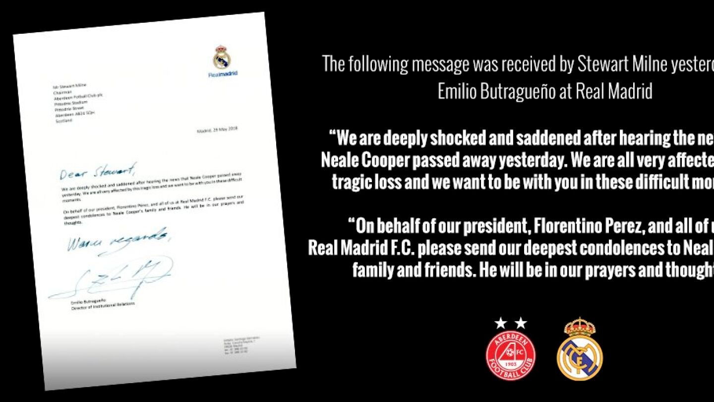 La carta del Real Madrid al Aberdeen