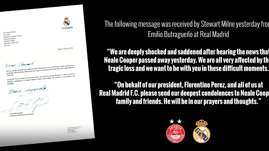 La carta del Real Madrid al Aberdeen La carta del Real Madrid al Aberdeen