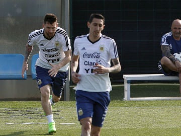Messi, Di María y Sampaoli Messi, Di María y Sampaoli