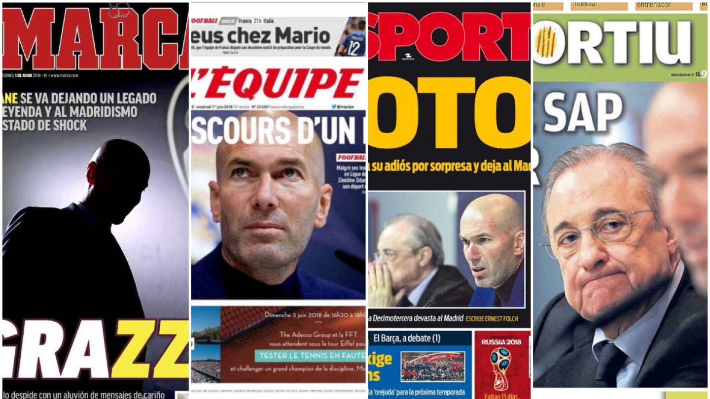 Las portadas recogen el adi&oacute;s de Zidane