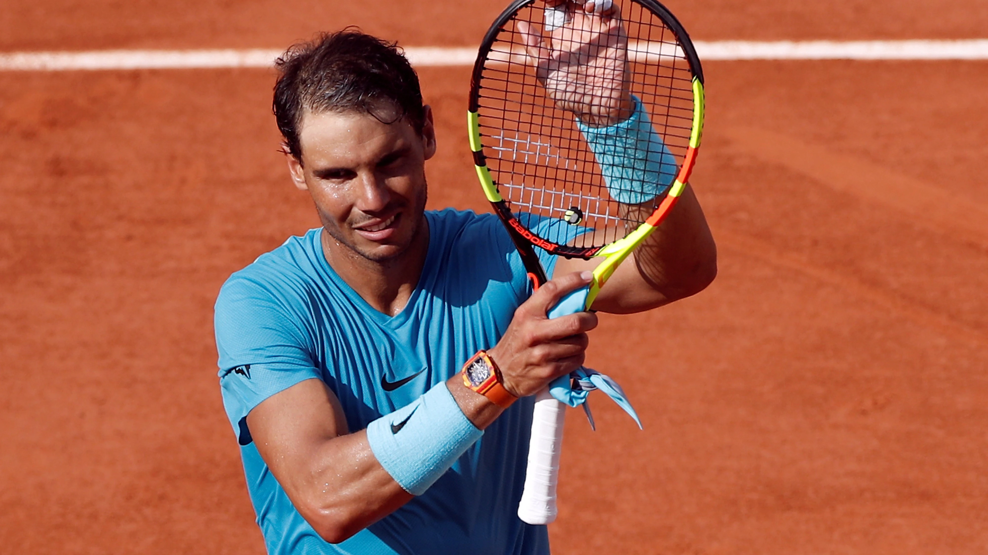 Rafa Nadal celebra su victoria en tierra batida