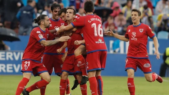 Los jugadores del Numancia celebran la victoria Los jugadores del Numancia celebran la victoria