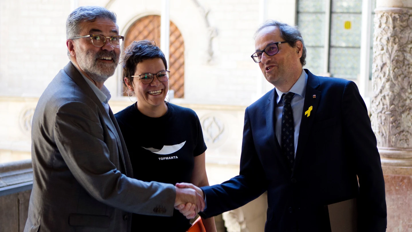 El presidente de la Generalitat, Quim Torra, se reunió esta tarde con los diputados de la CUP Carles Riera y Natàlia Sànchez El presidente de la Generalitat, Quim Torra, se reunió esta tarde con los diputados de la CUP Carles Riera y Natàlia Sànchez