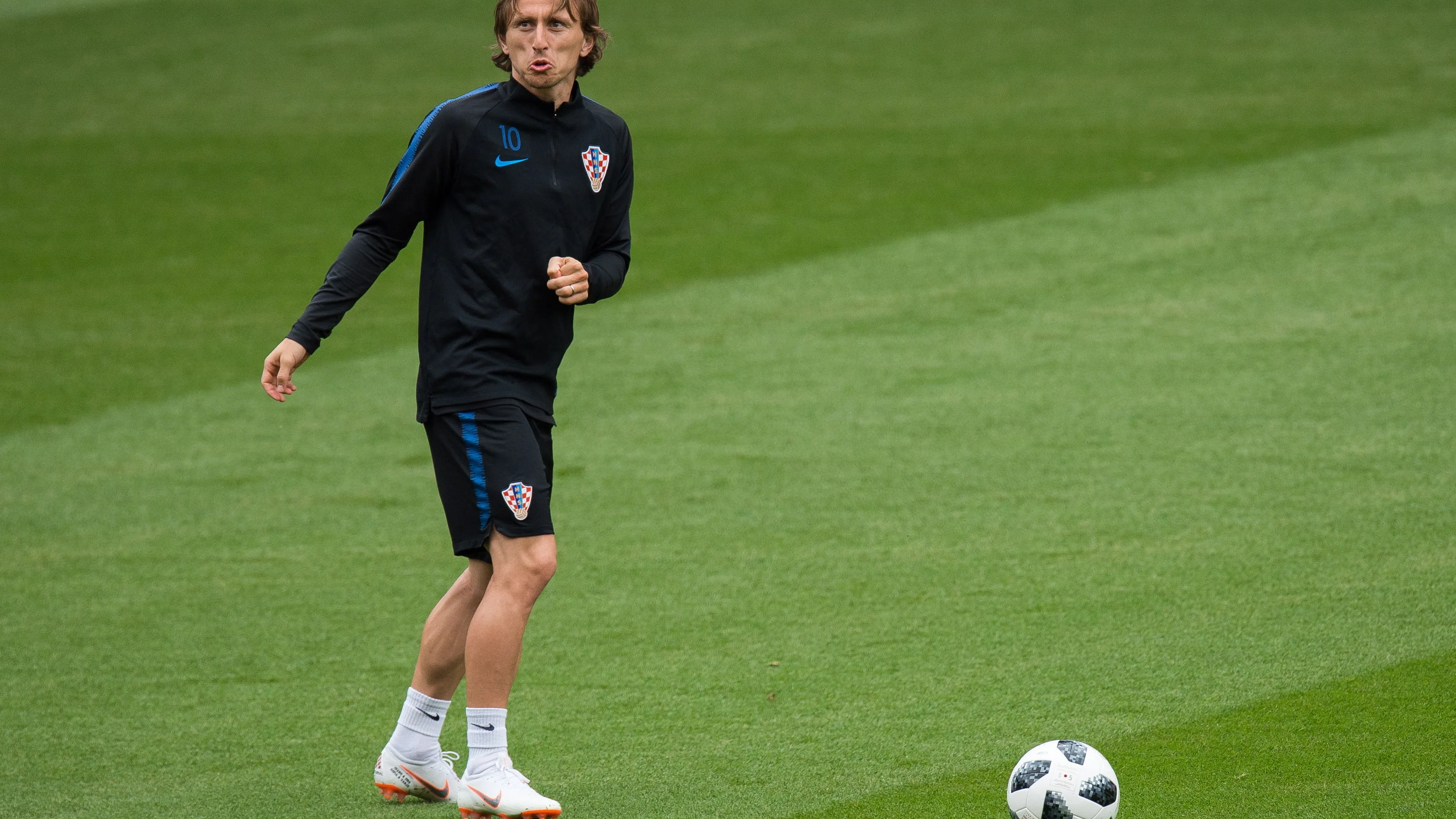 Luka Modric, en un entrenamiento de Croacia