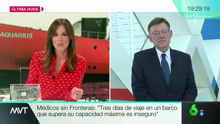 Ximo Puig aplaude la decisión de rescatar el Aquarius: "Hay un Gobierno diferente, capaz de entender el sufrimiento"