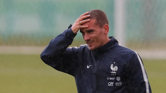 Griezmann, durante un entrenamiento de Francia Griezmann, durante un entrenamiento de Francia