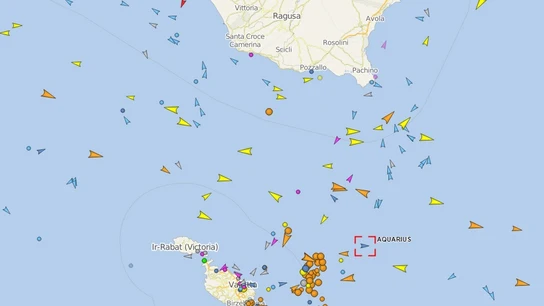 La ubicación actual del barco Aquarius La ubicación actual del barco Aquarius