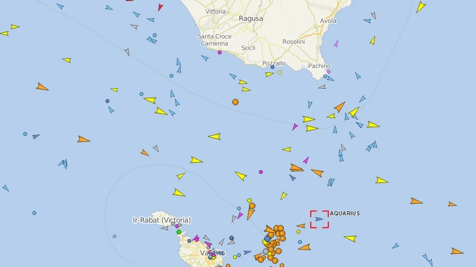 La ubicación actual del barco Aquarius