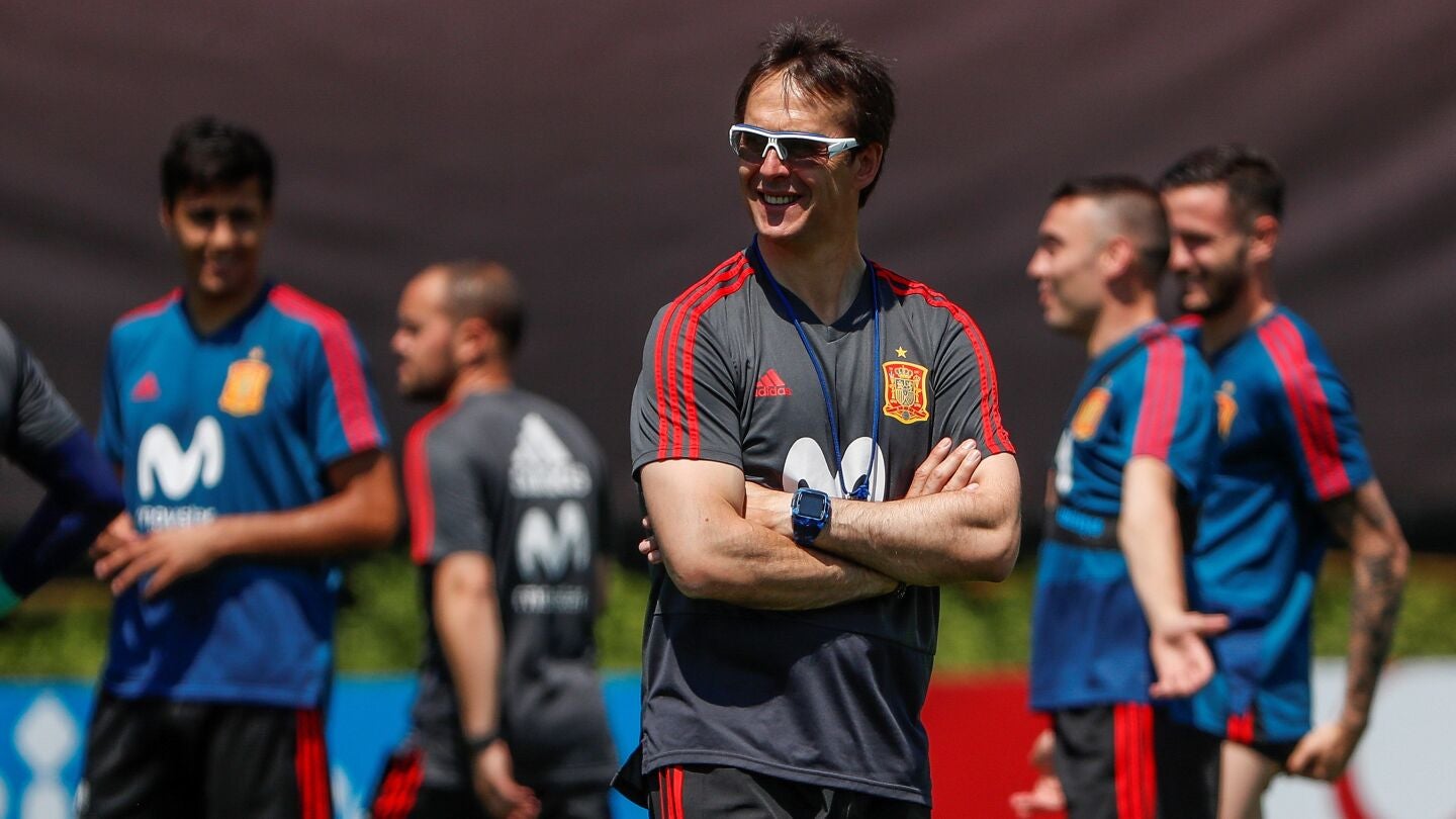 Julen Lopetegui, durante un entrenamiento de la Selecci&oacute;n