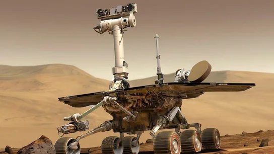 Imagen de archivo del rover Opportunity de la NASA en Marte Imagen de archivo del rover Opportunity de la NASA en Marte