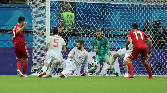 Momento del gol que fue anulado por el linier Momento del gol que fue anulado por el linier