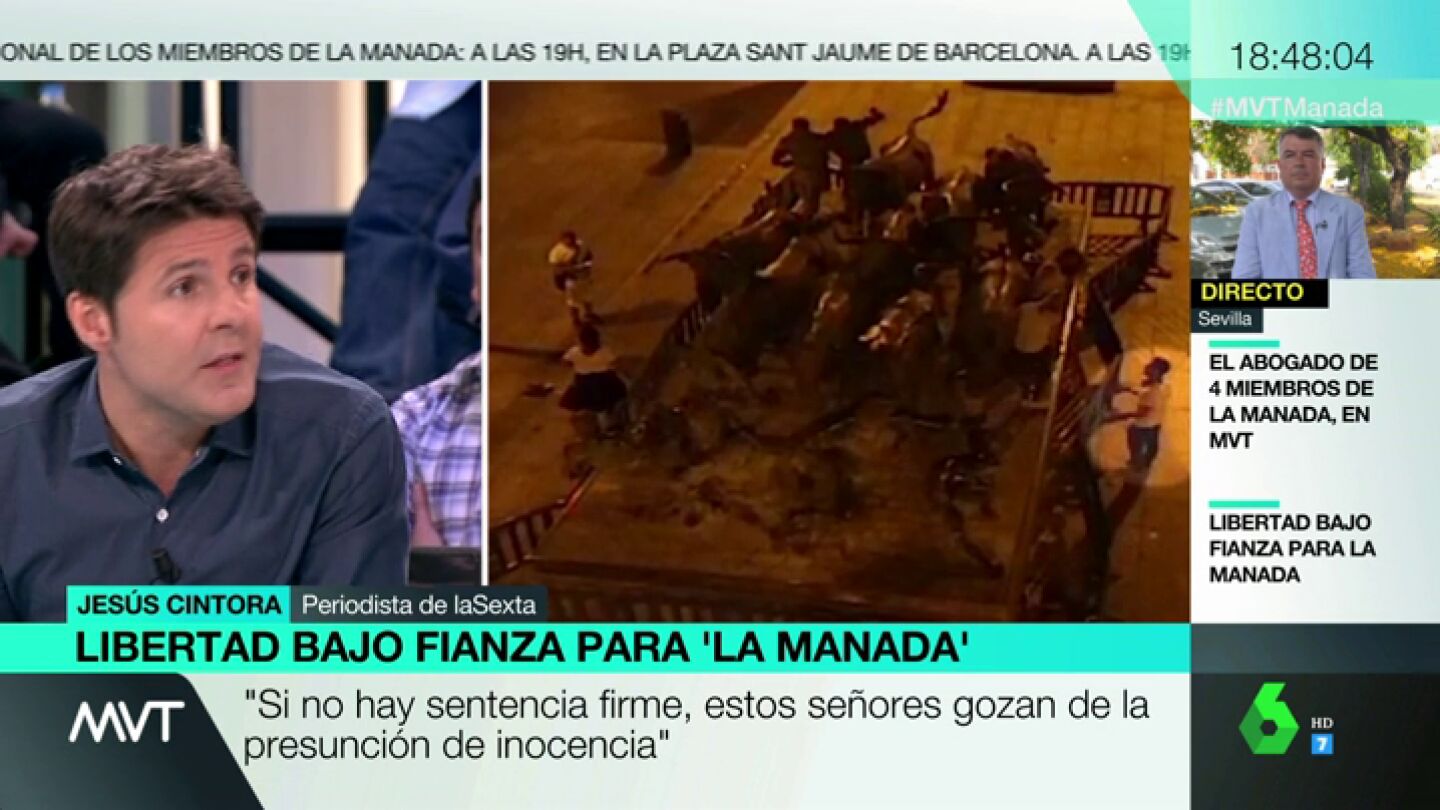 El alegato de Cintora frente a la decisi&oacute;n de dejar en libertad a 'La Manada': "Estos tipos pueden estar en Sanfermines"