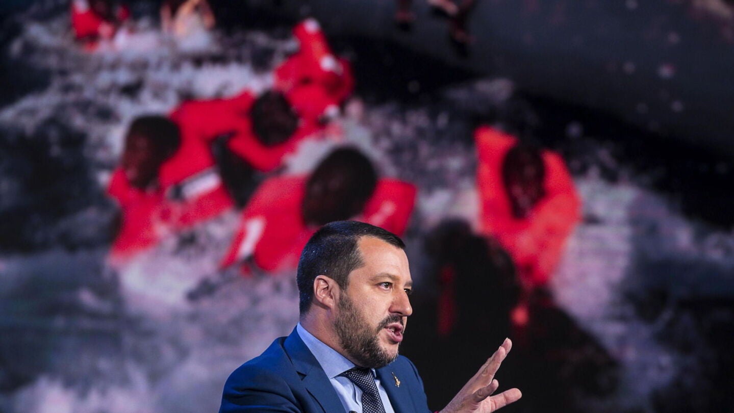 Salvini en la televisi&oacute;n italiana