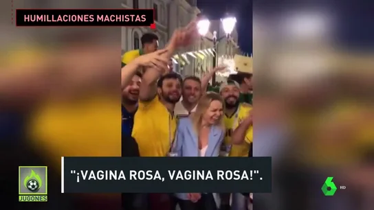 Polémica en Brasil por el trato de unos hinchas a una mujer rusa: "¡Vagina rosa!" Polémica en Brasil por el trato de unos hinchas a una mujer rusa: "¡Vagina rosa!"