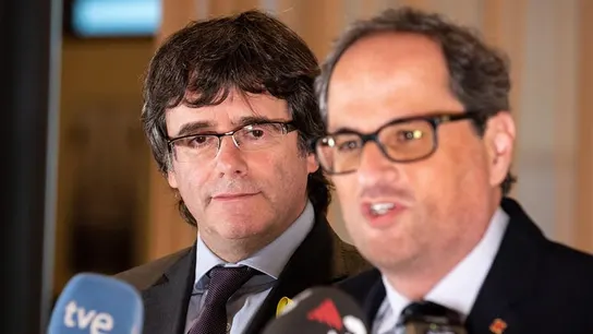 El presidente de la Generalitat, Quim Torra, y su antecesor en el cargo, Carles Puigdemont El presidente de la Generalitat, Quim Torra, y su antecesor en el cargo, Carles Puigdemont