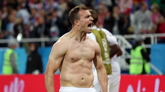 Shaqiri celebra su gol contra Serbia Shaqiri celebra su gol contra Serbia