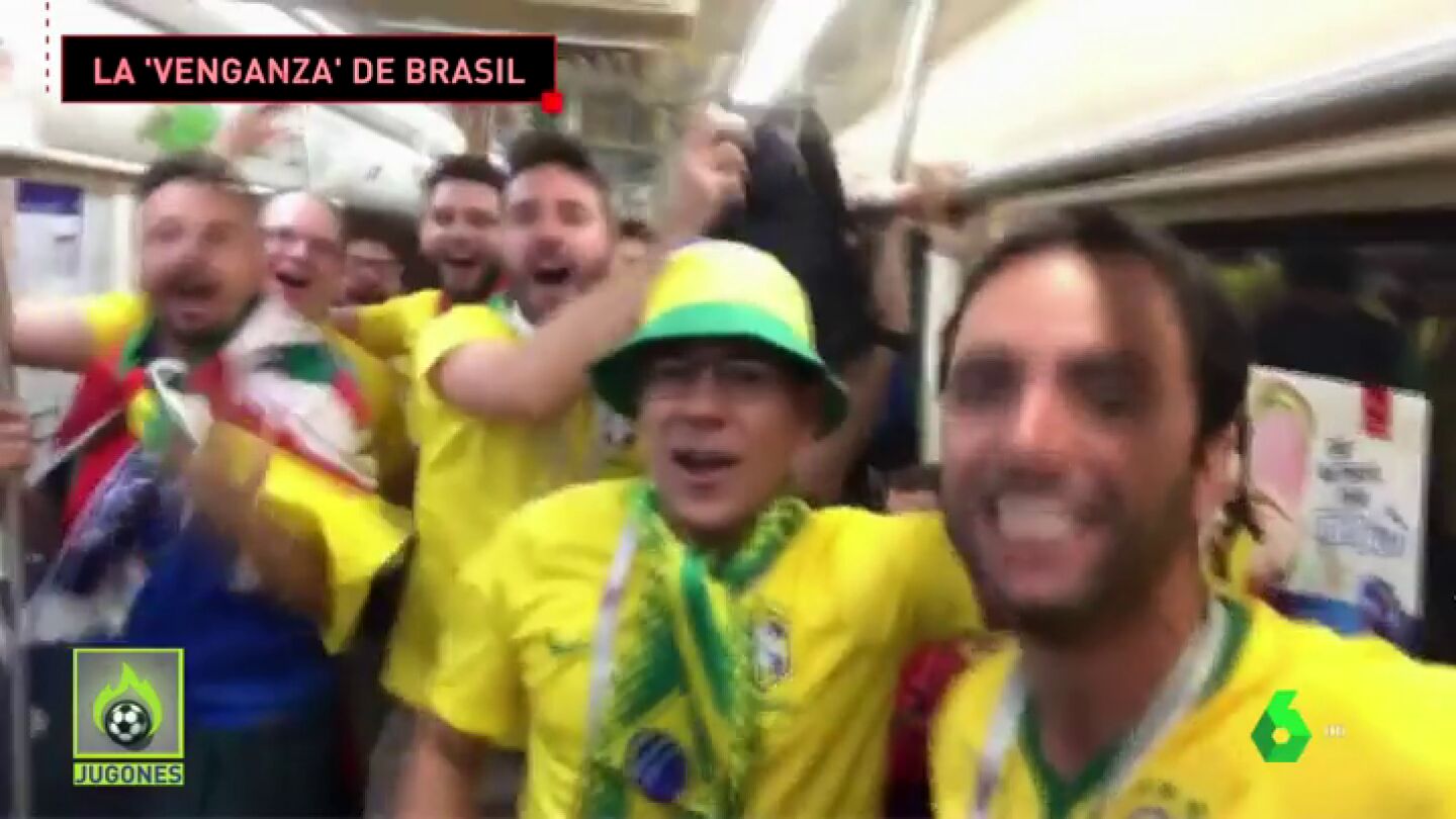 Los aficionados brasile&ntilde;os se vengan de los argentinos
