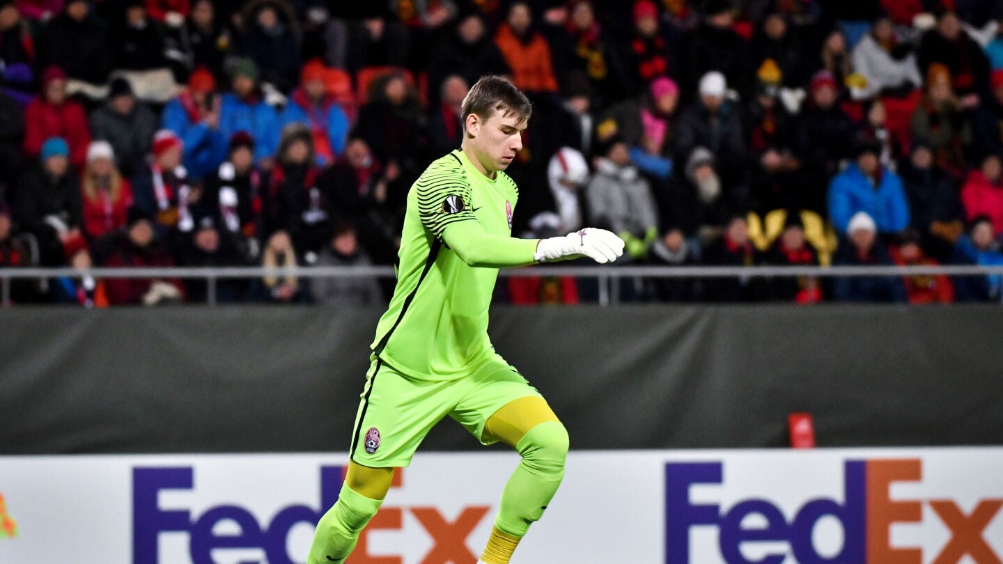 Andriy Lunin, durante un partido de Europa League