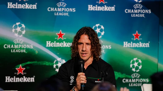 Carles Puyol, durante un acto de la Champions League Carles Puyol, durante un acto de la Champions League