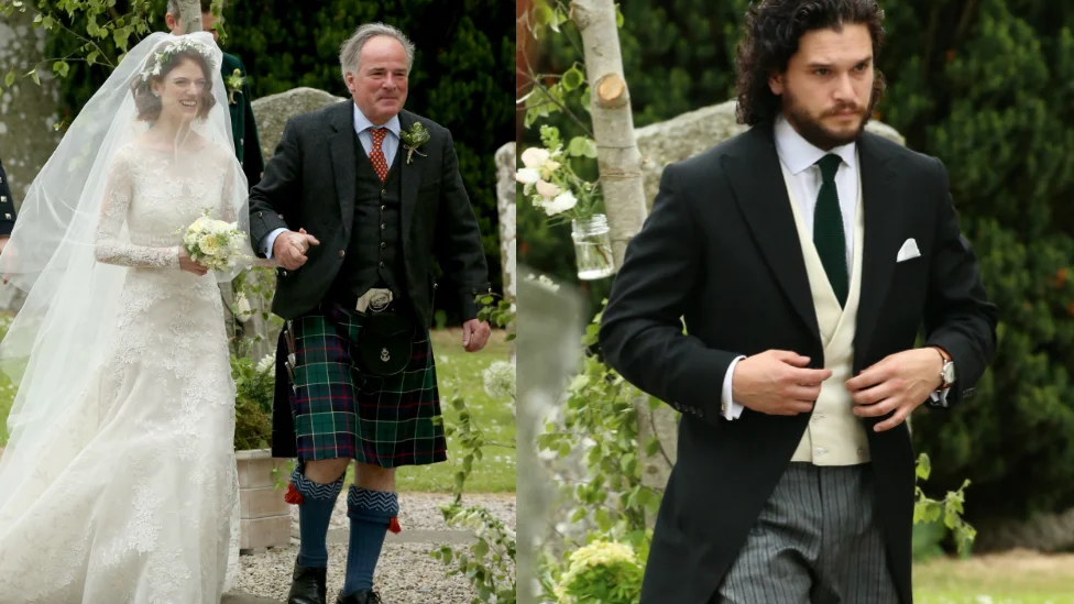 Kit Harington y Rose Leslie a su llegada a la ceremonia