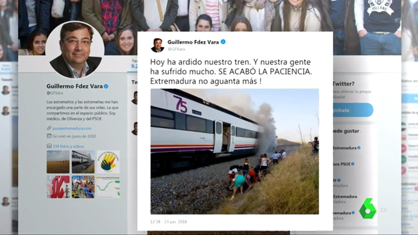 Fernández Vara protesta en Twitter por las malas condiciones de los trenes extremeños Fernández Vara protesta en Twitter por las malas condiciones de los trenes extremeños