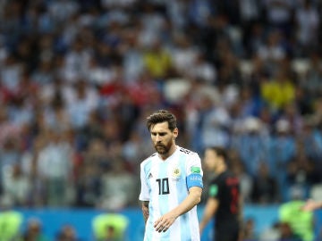 Messi, durante el partido contra Croacia Messi, durante el partido contra Croacia
