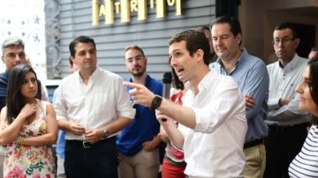 Pablo Casado en Córdoba durante la campaña a las primarias del PP