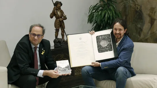 El presidente catalán, Quim Torra, y el secretario general de Podemos, Pablo Iglesias El presidente catalán, Quim Torra, y el secretario general de Podemos, Pablo Iglesias