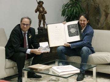 El presidente catalán, Quim Torra, y el secretario general de Podemos, Pablo Iglesias El presidente catalán, Quim Torra, y el secretario general de Podemos, Pablo Iglesias