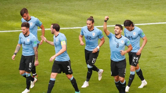 Suárez celebra su gol a Rusia Suárez celebra su gol a Rusia