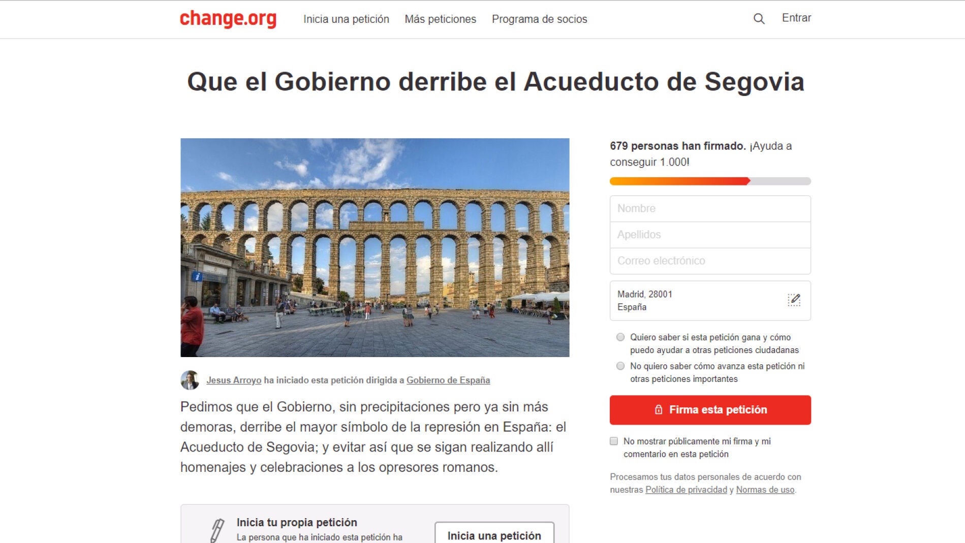 Petición en change.org