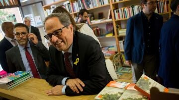 Quim Torra durante el acto de presentación de su nuevo libro