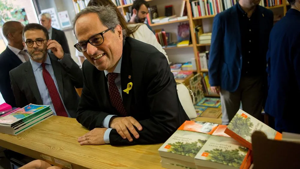 Quim Torra durante el acto de presentación de su nuevo libro