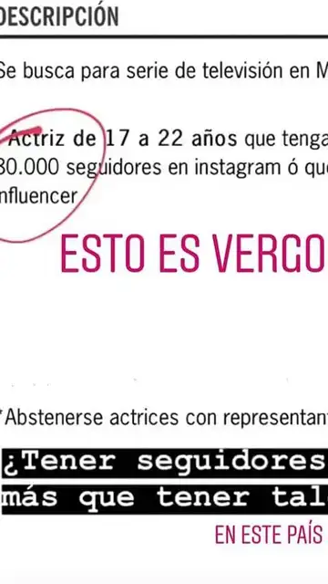Crítica de la actriz Noelia Torrens a un anuncio de casting Crítica de la actriz Noelia Torrens a un anuncio de casting