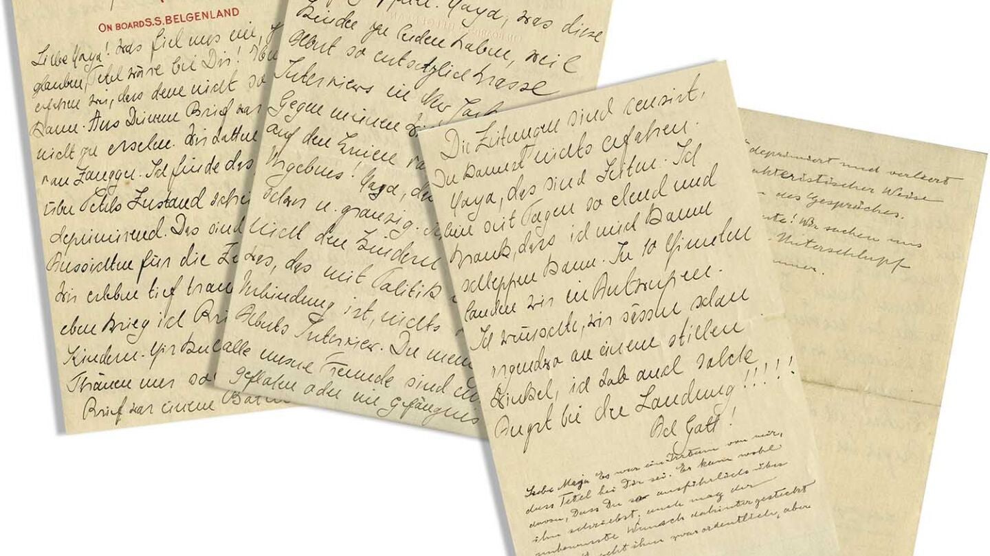 Imagen de las cuatro p&aacute;ginas de una carta escrita por Albert Einstein el mismo d&iacute;a en que el f&iacute;sico de origen jud&iacute;o renunci&oacute; a su ciudadan&iacute;a alemana
