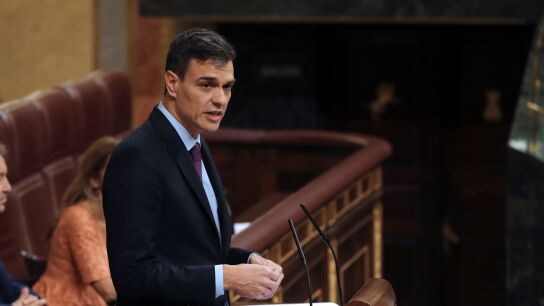 El presidente del Gobierno, Pedro S&aacute;nchez, durante su comparecencia en el Congreso
