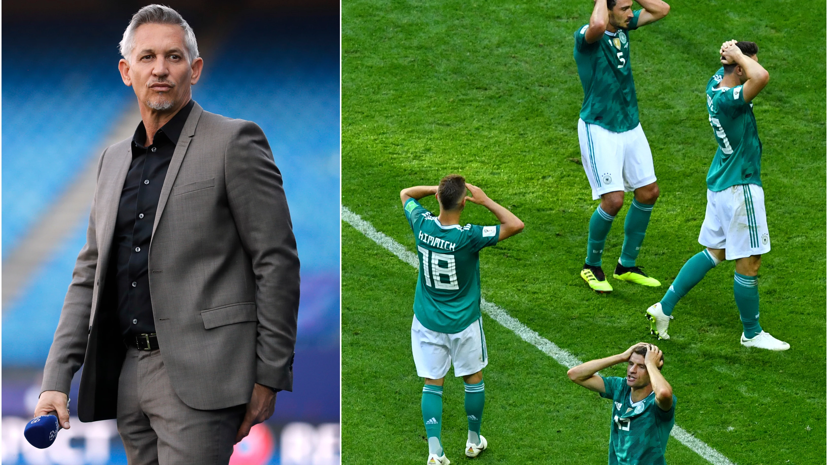 Lineker y los jugadores de Alemania abatidos