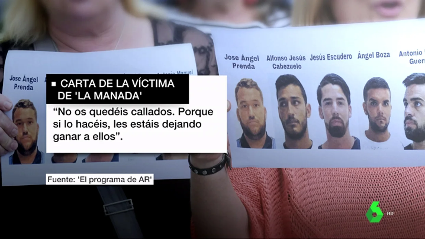 "No os calléis, denunciad": la víctima de 'La Manada' rompe su silencio en una emotiva y reivindicativa carta "No os calléis, denunciad": la víctima de 'La Manada' rompe su silencio en una emotiva y reivindicativa carta